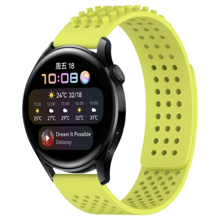 For Huawei Watch 3 22mm Holes Breathable 3D Dots Silicone Watch Band(Lime Green) - Watch Bands by PMC Jewellery | Online Shopping South Africa | PMC Jewellery