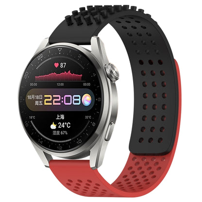 For Huawei Watch 3 Pro 22mm Holes Breathable 3D Dots Silicone Watch Band(Black+Red) - Watch Bands by PMC Jewellery | Online Shopping South Africa | PMC Jewellery