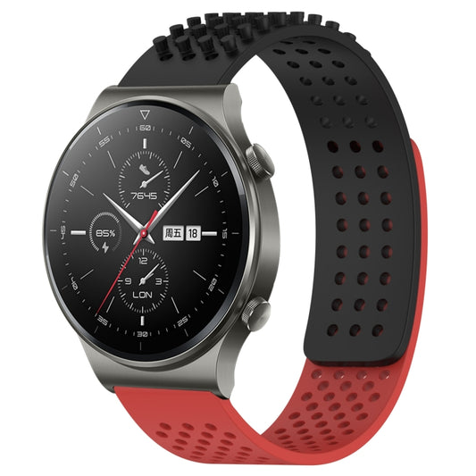 For Huawei GT2 Pro 22mm Holes Breathable 3D Dots Silicone Watch Band(Black+Red) - Watch Bands by PMC Jewellery | Online Shopping South Africa | PMC Jewellery