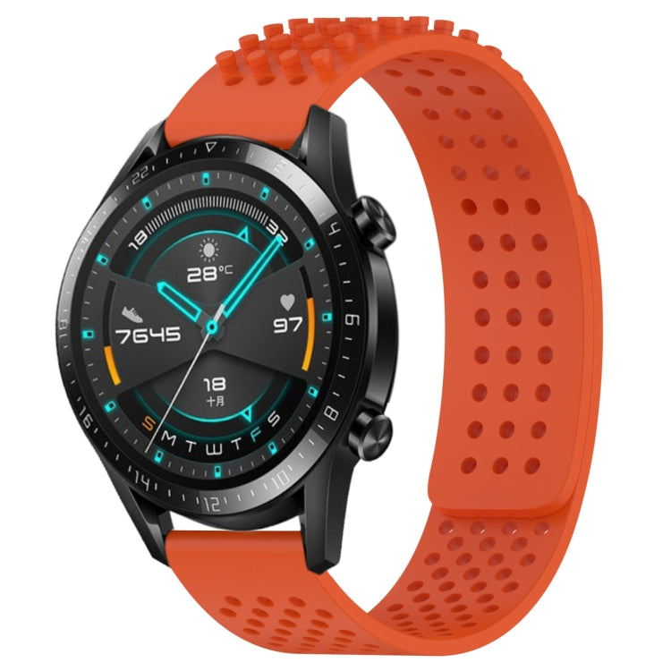 For Huawei GT2 46mm 22mm Holes Breathable 3D Dots Silicone Watch Band(Orange) - Watch Bands by PMC Jewellery | Online Shopping South Africa | PMC Jewellery