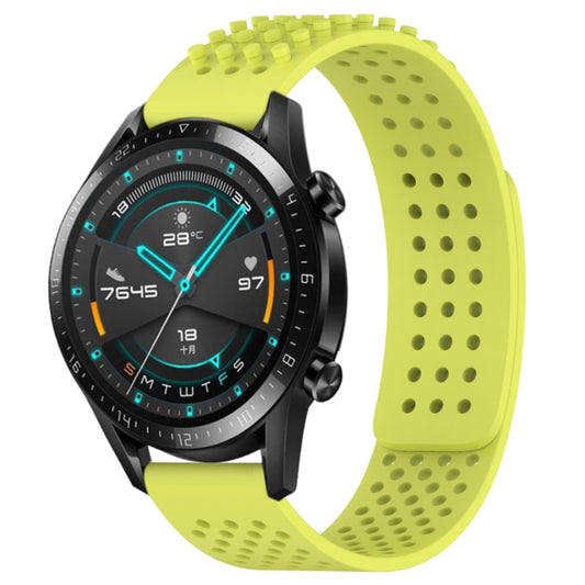 For Huawei GT2 46mm 22mm Holes Breathable 3D Dots Silicone Watch Band(Lime Green) - Watch Bands by PMC Jewellery | Online Shopping South Africa | PMC Jewellery