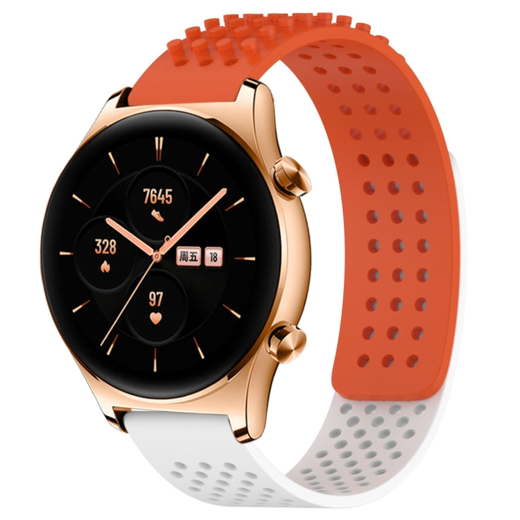 For Honor Watch GS 3 22mm Holes Breathable 3D Dots Silicone Watch Band(Orange+White) - Watch Bands by PMC Jewellery | Online Shopping South Africa | PMC Jewellery