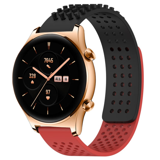 For Honor Watch GS 3 22mm Holes Breathable 3D Dots Silicone Watch Band(Black+Red) - Watch Bands by PMC Jewellery | Online Shopping South Africa | PMC Jewellery