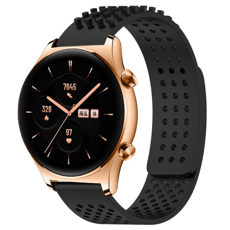 For Honor Watch GS 3 22mm Holes Breathable 3D Dots Silicone Watch Band(Black) - Watch Bands by PMC Jewellery | Online Shopping South Africa | PMC Jewellery