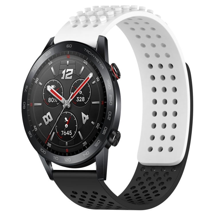 For Honor Watch GS 3i 22mm Holes Breathable 3D Dots Silicone Watch Band(White+Black) - Watch Bands by PMC Jewellery | Online Shopping South Africa | PMC Jewellery