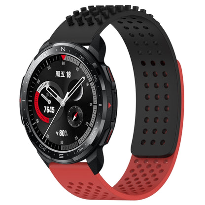 For Honor Watch GS Pro 22mm Holes Breathable 3D Dots Silicone Watch Band(Black+Red) - Watch Bands by PMC Jewellery | Online Shopping South Africa | PMC Jewellery