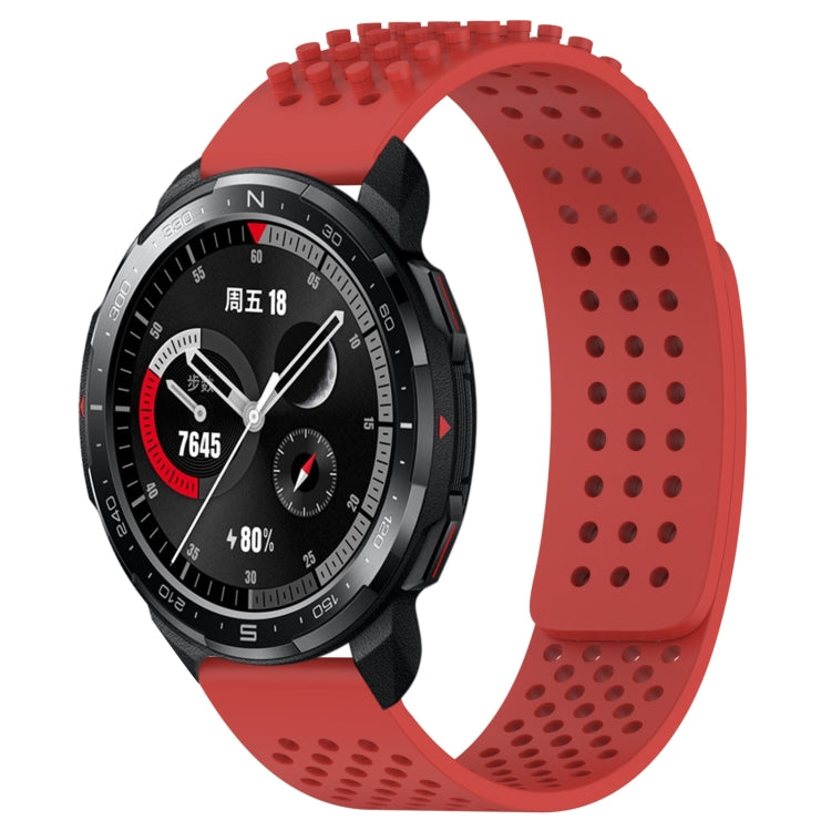 For Honor Watch GS Pro 22mm Holes Breathable 3D Dots Silicone Watch Band(Red) - Watch Bands by PMC Jewellery | Online Shopping South Africa | PMC Jewellery