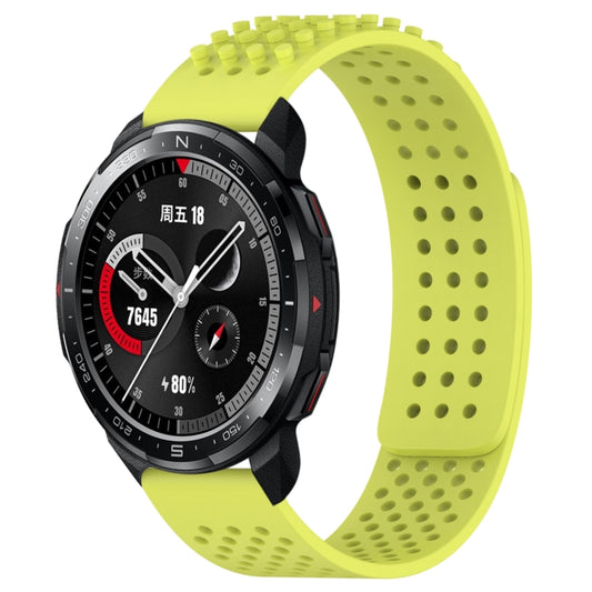 For Honor Watch GS Pro 22mm Holes Breathable 3D Dots Silicone Watch Band(Lime Green) - Watch Bands by PMC Jewellery | Online Shopping South Africa | PMC Jewellery