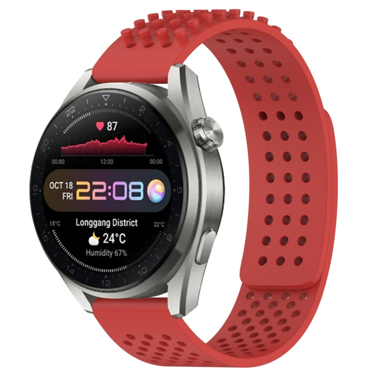 For Huawei Watch 3 Pro New 22mm Holes Breathable 3D Dots Silicone Watch Band(Red) - Watch Bands by PMC Jewellery | Online Shopping South Africa | PMC Jewellery