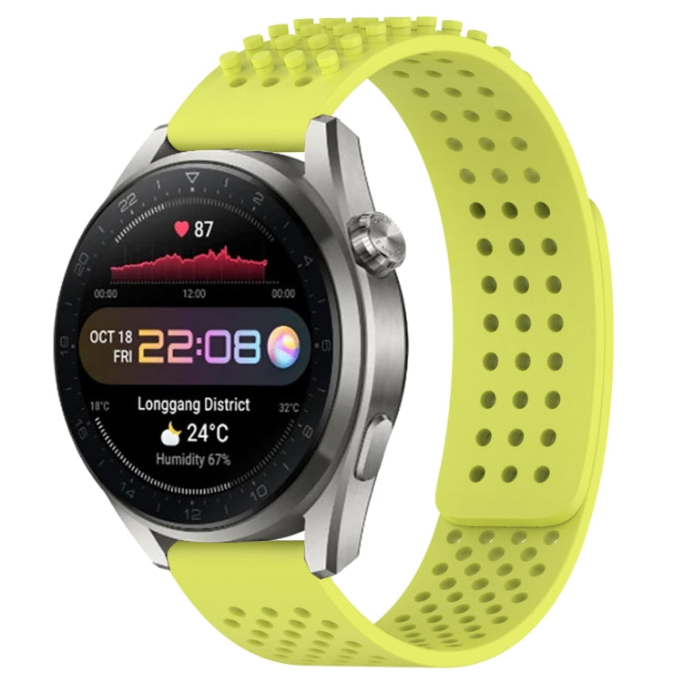 For Huawei Watch 3 Pro New 22mm Holes Breathable 3D Dots Silicone Watch Band(Lime Green) - Watch Bands by PMC Jewellery | Online Shopping South Africa | PMC Jewellery