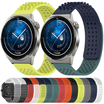 For Huawei Watch GT Runner 22mm Holes Breathable 3D Dots Silicone Watch Band(Midnight Blue+Lime Green) - Watch Bands by PMC Jewellery | Online Shopping South Africa | PMC Jewellery