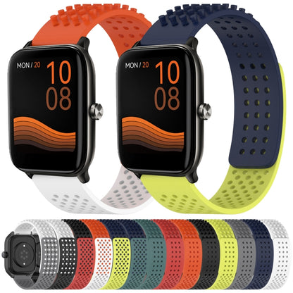 For Xiaomi Haylou RT2 LS10 22mm Holes Breathable 3D Dots Silicone Watch Band(White+Black) - Watch Bands by PMC Jewellery | Online Shopping South Africa | PMC Jewellery