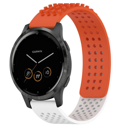 For Garmin Vivoactive 4 22mm Holes Breathable 3D Dots Silicone Watch Band(Orange+White) - Watch Bands by PMC Jewellery | Online Shopping South Africa | PMC Jewellery