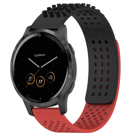 For Garmin Vivoactive 4 22mm Holes Breathable 3D Dots Silicone Watch Band(Black+Red) - Watch Bands by PMC Jewellery | Online Shopping South Africa | PMC Jewellery