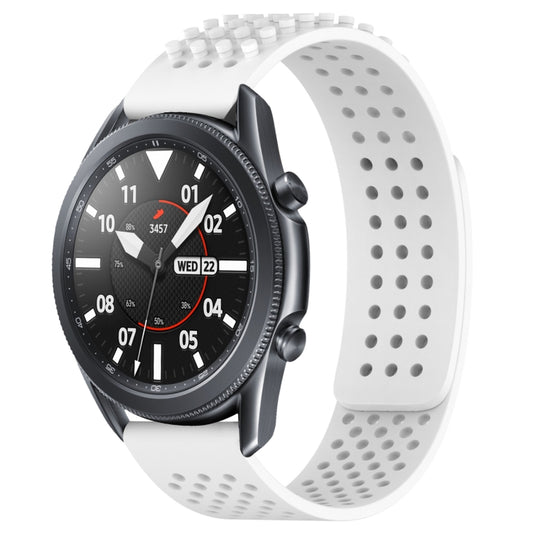 For Samsung Galaxy Watch3 45mm 22mm Holes Breathable 3D Dots Silicone Watch Band(White) - Watch Bands by PMC Jewellery | Online Shopping South Africa | PMC Jewellery