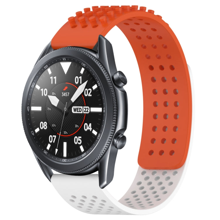 For Samsung Galaxy Watch3 45mm 22mm Holes Breathable 3D Dots Silicone Watch Band(Orange+White) - Watch Bands by PMC Jewellery | Online Shopping South Africa | PMC Jewellery