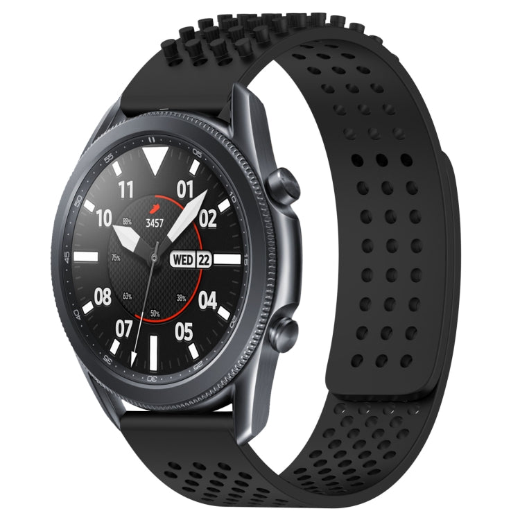 For Samsung Galaxy Watch3 45mm 22mm Holes Breathable 3D Dots Silicone Watch Band(Black) - Watch Bands by PMC Jewellery | Online Shopping South Africa | PMC Jewellery