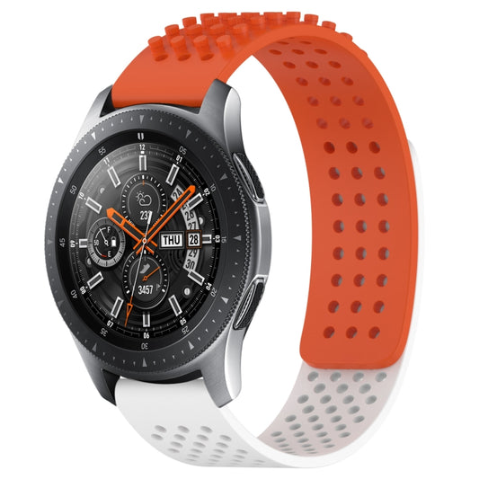 For Samsung Galaxy Watch 46mm 22mm Holes Breathable 3D Dots Silicone Watch Band(Orange+White) - Watch Bands by PMC Jewellery | Online Shopping South Africa | PMC Jewellery