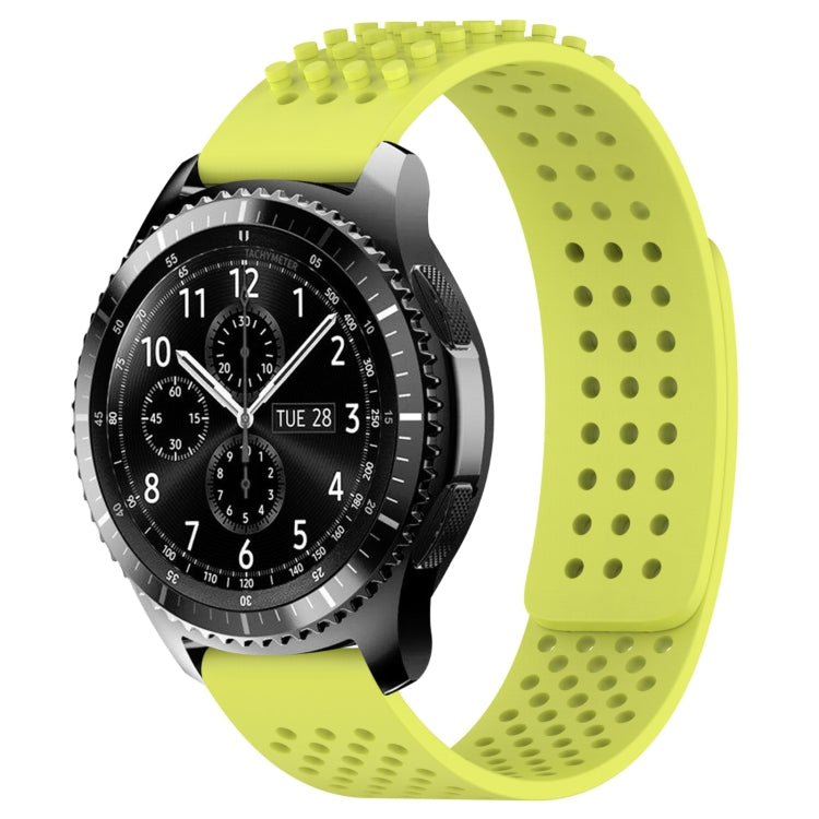 For Samsung Gear S3 Frontier 22mm Holes Breathable 3D Dots Silicone Watch Band(Lime Green) - Watch Bands by PMC Jewellery | Online Shopping South Africa | PMC Jewellery