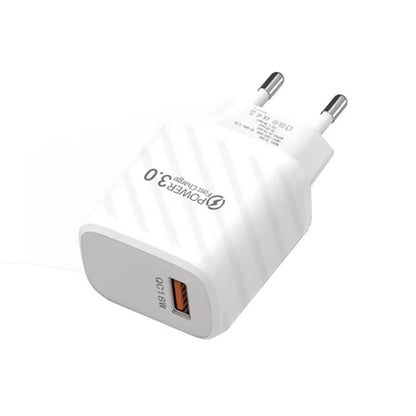 TE-005 USB3.0 QC3.0 18W 3A Interface Mobile Phone Fast Charger, EU Plug(White) - USB Charger by PMC Jewellery | Online Shopping South Africa | PMC Jewellery