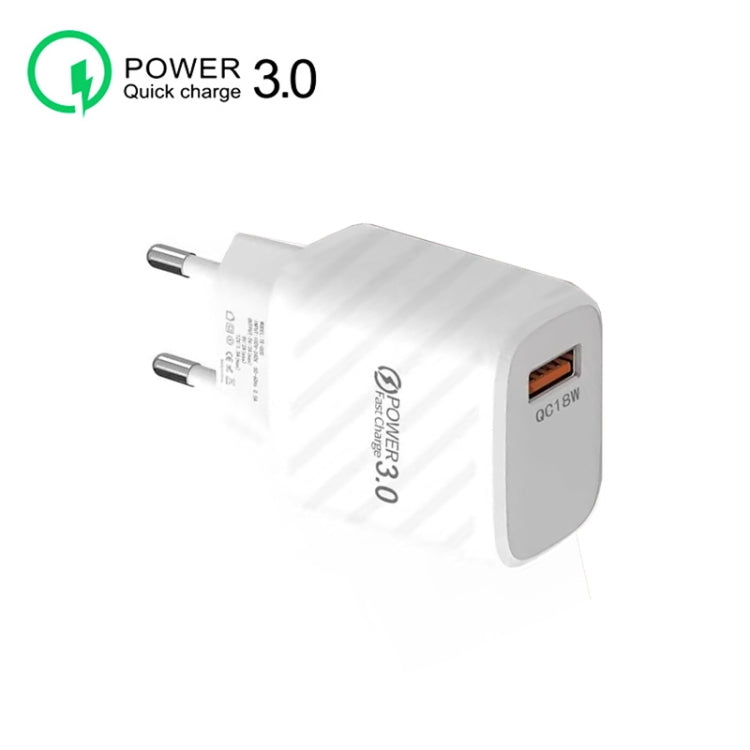 TE-005 USB3.0 QC3.0 18W 3A Interface Mobile Phone Fast Charger, EU Plug(White) - USB Charger by PMC Jewellery | Online Shopping South Africa | PMC Jewellery