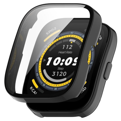 For Amazfit Bip 5 Tempered Film Integrated PC Watch Protective Case(Black) - Watch Cases by PMC Jewellery | Online Shopping South Africa | PMC Jewellery | Buy Now Pay Later Mobicred