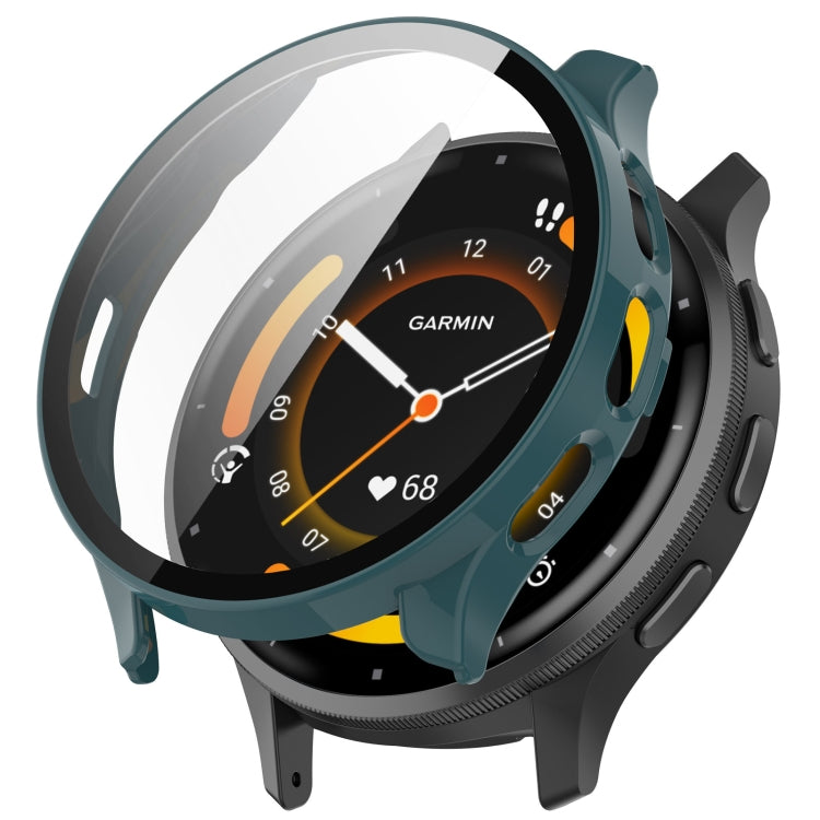 For Garmin Venu 3S PC + Tempered Film Integrated Watch Protective Case(Green) - Watch Cases by PMC TechLife | Online Shopping South Africa | PMC TechLife | Buy Now Pay Later Mobicred