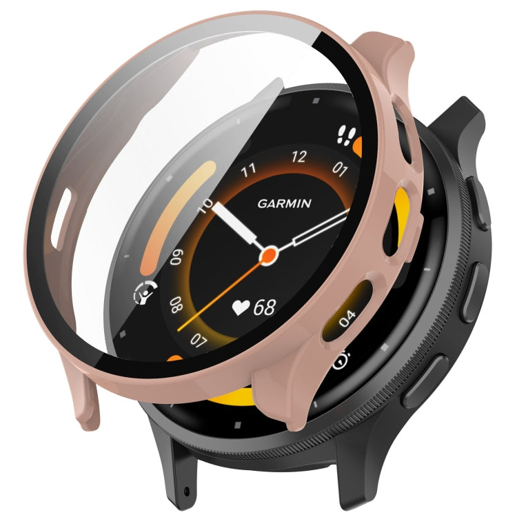 For Garmin Venu 3S PC + Tempered Film Integrated Watch Protective Case(Pink) - Watch Cases by PMC TechLife | Online Shopping South Africa | PMC TechLife | Buy Now Pay Later Mobicred