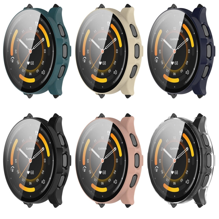 For Garmin Venu 3S PC + Tempered Film Integrated Watch Protective Case(Green) - Watch Cases by PMC TechLife | Online Shopping South Africa | PMC TechLife | Buy Now Pay Later Mobicred
