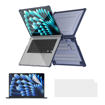 For MacBook Air 15.3 A2941/M3 2024 A3114 ENKAY Hat-Prince 3 in 1 Protective Bracket Case Cover Hard Shell with TPU Keyboard Film / PET Screen Protector, Version:EU(Dark Blue) - MacBook Air Cases by ENKAY | Online Shopping South Africa | PMC Jewellery | Buy Now Pay Later Mobicred