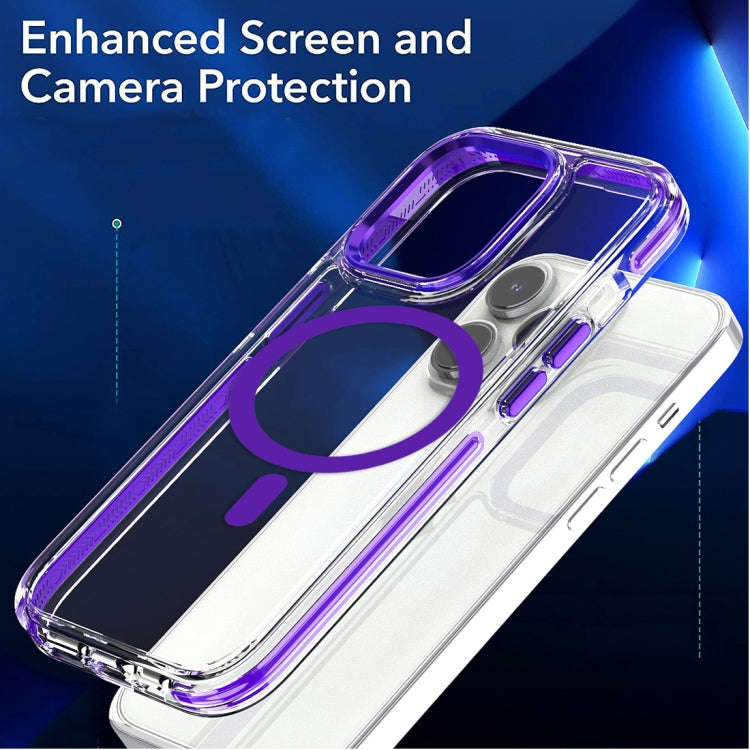 For iPhone 14 Pro Max Dual-color MagSafe TPU Hybrid Clear PC Shockproof Phone Case(White) - iPhone 14 Pro Max Cases by PMC Jewellery | Online Shopping South Africa | PMC Jewellery