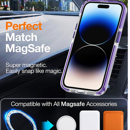 For iPhone 14 Pro Max Dual-color MagSafe TPU Hybrid Clear PC Shockproof Phone Case(White) - iPhone 14 Pro Max Cases by PMC Jewellery | Online Shopping South Africa | PMC Jewellery