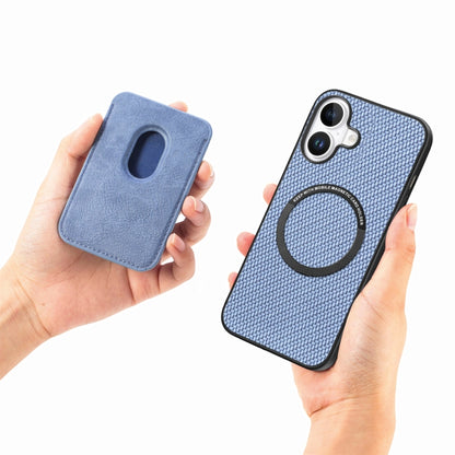 For iPhone 16 Carbon Fiber Leather Card Magsafe Phone Case(Blue) - iPhone 16 Cases by PMC Jewellery | Online Shopping South Africa | PMC Jewellery | Buy Now Pay Later Mobicred