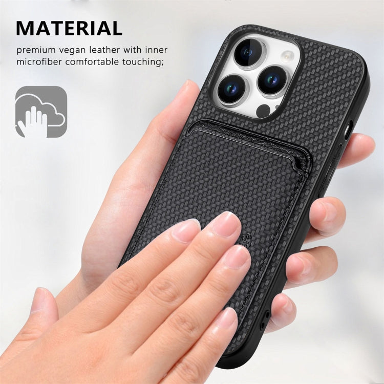 For iPhone 16 Pro Carbon Fiber Leather Card Magsafe Phone Case(Black) - iPhone 16 Pro Cases by PMC Jewellery | Online Shopping South Africa | PMC Jewellery | Buy Now Pay Later Mobicred