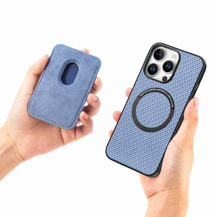 For iPhone 16 Pro Carbon Fiber Leather Card Magsafe Phone Case(Blue) - iPhone 16 Pro Cases by PMC Jewellery | Online Shopping South Africa | PMC Jewellery | Buy Now Pay Later Mobicred