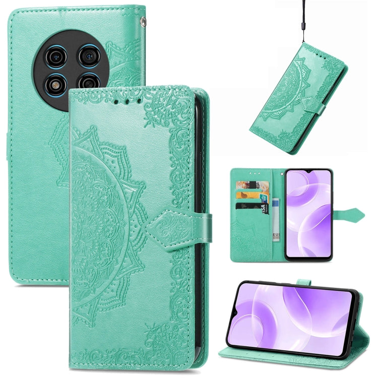 For Ulefone Note 15 Mandala Flower Embossed Leather Phone Case(Green) - Ulefone Cases by PMC Jewellery | Online Shopping South Africa | PMC Jewellery | Buy Now Pay Later Mobicred