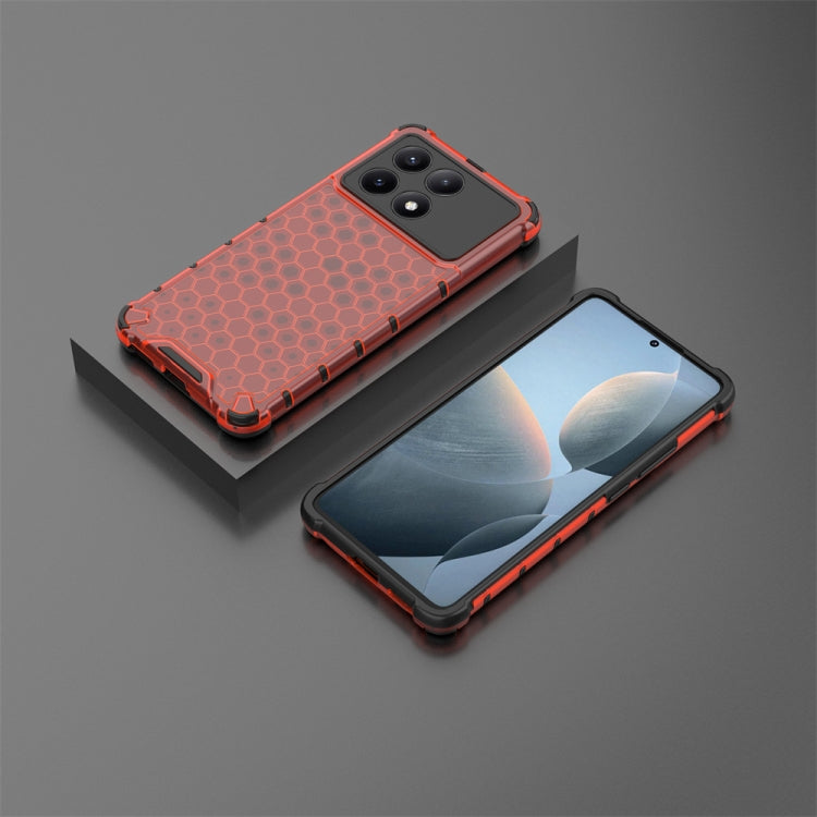 For Redmi K70E Shockproof Honeycomb Phone Case(Red) - K70E Cases by PMC TechLife | Online Shopping South Africa | PMC TechLife | Buy Now Pay Later Mobicred