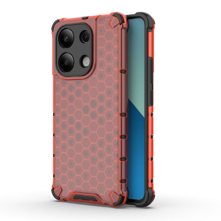 For Redmi Note 13 4G Global Shockproof Honeycomb Phone Case(Red) - Xiaomi Cases by PMC TechLife | Online Shopping South Africa | PMC TechLife | Buy Now Pay Later Mobicred