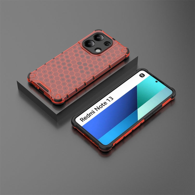 For Redmi Note 13 4G Global Shockproof Honeycomb Phone Case(Red) - Xiaomi Cases by PMC TechLife | Online Shopping South Africa | PMC TechLife | Buy Now Pay Later Mobicred