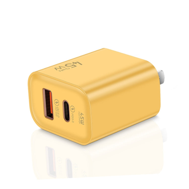 45PQ 45W PD25W + QC3.0 20W USB Fully Compatible Super Fast Charger, US Plug(Yellow) - USB Charger by PMC Jewellery | Online Shopping South Africa | PMC Jewellery