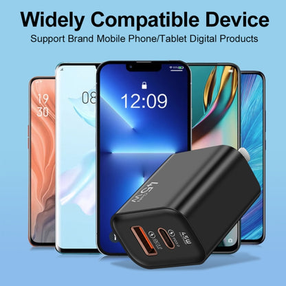 45PQ 45W PD25W + QC3.0 20W USB Super Fast Charger with Type-C to 8 Pin Cable, US Plug(Black) - USB Charger by PMC Jewellery | Online Shopping South Africa | PMC Jewellery | Buy Now Pay Later Mobicred