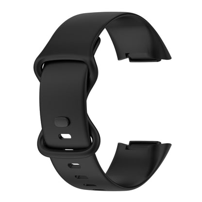 For Fitbit Charge 6 Solid Color Butterfly Buckle Silicone Watch Band, Size:S Size(Black) - Watch Bands by PMC Jewellery | Online Shopping South Africa | PMC Jewellery | Buy Now Pay Later Mobicred