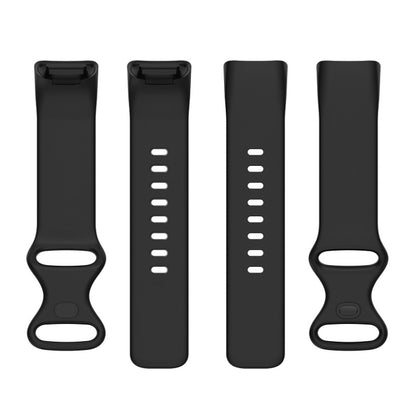 For Fitbit Charge 6 Solid Color Butterfly Buckle Silicone Watch Band, Size:S Size(Black) - Watch Bands by PMC Jewellery | Online Shopping South Africa | PMC Jewellery | Buy Now Pay Later Mobicred