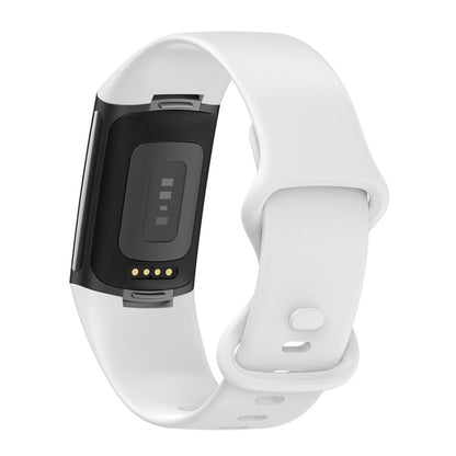 For Fitbit Charge 6 Solid Color Butterfly Buckle Silicone Watch Band, Size:S Size(White) - Watch Bands by PMC Jewellery | Online Shopping South Africa | PMC Jewellery | Buy Now Pay Later Mobicred