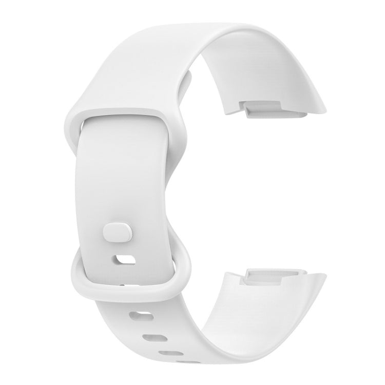 For Fitbit Charge 6 Solid Color Butterfly Buckle Silicone Watch Band, Size:S Size(White) - Watch Bands by PMC Jewellery | Online Shopping South Africa | PMC Jewellery | Buy Now Pay Later Mobicred