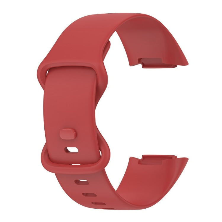 For Fitbit Charge 6 Solid Color Butterfly Buckle Silicone Watch Band, Size:S Size(Red) - Watch Bands by PMC TechLife | Online Shopping South Africa | PMC TechLife | Buy Now Pay Later Mobicred