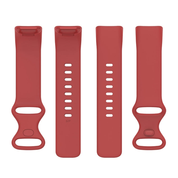 For Fitbit Charge 6 Solid Color Butterfly Buckle Silicone Watch Band, Size:S Size(Red) - Watch Bands by PMC Jewellery | Online Shopping South Africa | PMC Jewellery | Buy Now Pay Later Mobicred