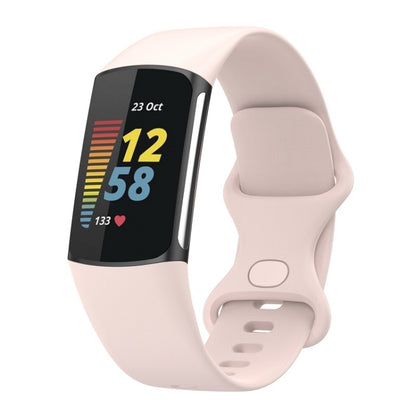 For Fitbit Charge 6 Solid Color Butterfly Buckle Silicone Watch Band, Size:S Size(Light Pink) - Watch Bands by PMC Jewellery | Online Shopping South Africa | PMC Jewellery | Buy Now Pay Later Mobicred