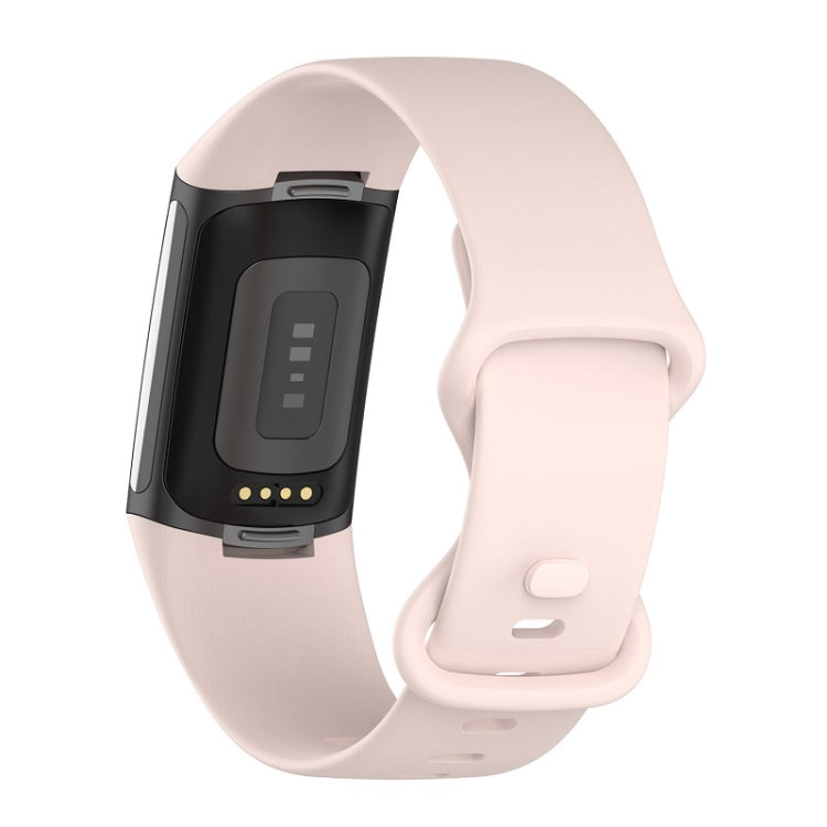 For Fitbit Charge 6 Solid Color Butterfly Buckle Silicone Watch Band, Size:S Size(Light Pink) - Watch Bands by PMC Jewellery | Online Shopping South Africa | PMC Jewellery | Buy Now Pay Later Mobicred