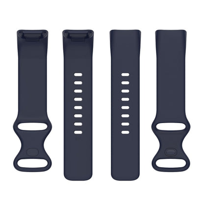 For Fitbit Charge 6 Solid Color Butterfly Buckle Silicone Watch Band, Size:S Size(Dark Blue) - Watch Bands by PMC Jewellery | Online Shopping South Africa | PMC Jewellery | Buy Now Pay Later Mobicred